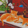 Cats Sleeping On Piano Diamond Paintings