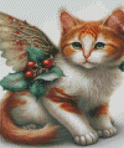 Aesthetic Christmas Cat With Wings Diamond Paintings