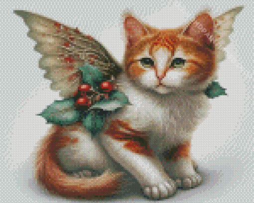 Aesthetic Christmas Cat With Wings Diamond Paintings