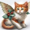 Aesthetic Christmas Cat With Wings Diamond Painting