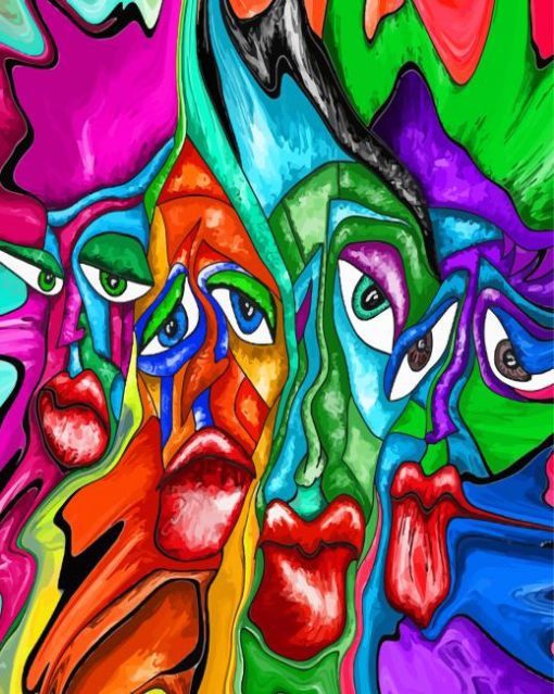 Colorful Abstract Faces Diamond Painting