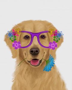 Dog Wearing Flowering Glasses Diamond Painting