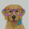 Dog Wearing Flowering Glasses Diamond Paintings