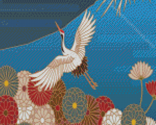 Flying Japanese Crane Diamond Paintings