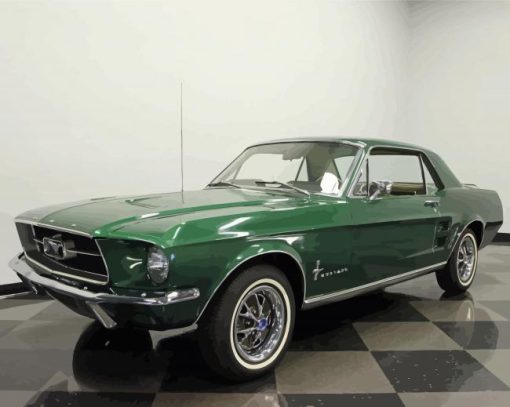 Green 67 Mustang Diamond Painting