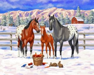 Horse Snow Diamond Painting