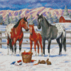 Horse Snow Diamond Painting