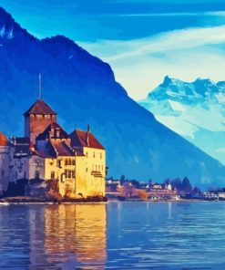 Chillon Castle Lake Geneva Diamond Painting