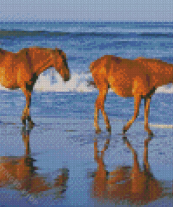 Mustangs Horses Beach Diamond Paintings