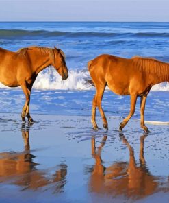 Mustangs Horses Beach Diamond Painting