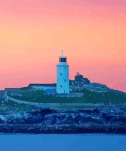 Newlyn Lighthouse Sunset Diamond Painting