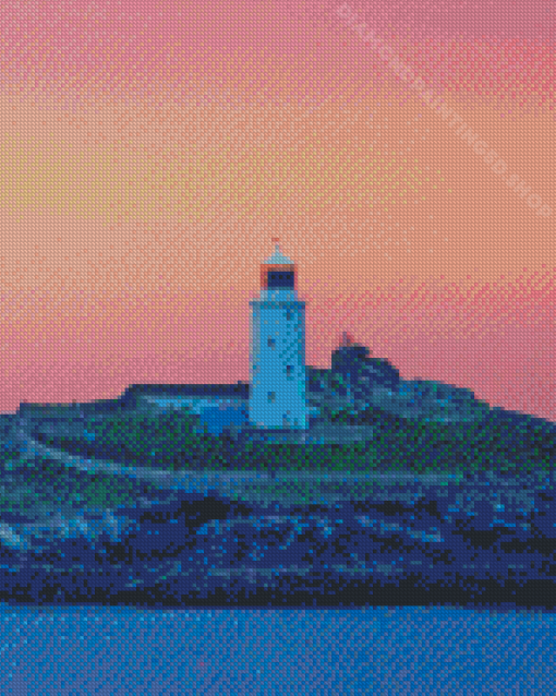 Newlyn Lighthouse Sunset Diamond Paintings