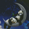 Pandas On Moon Diamond Paintings