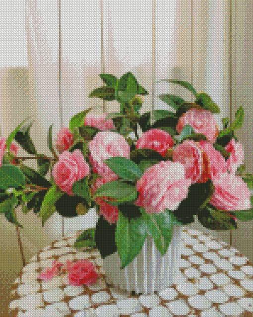 Pink Camellia Bouquet Diamond Paintings