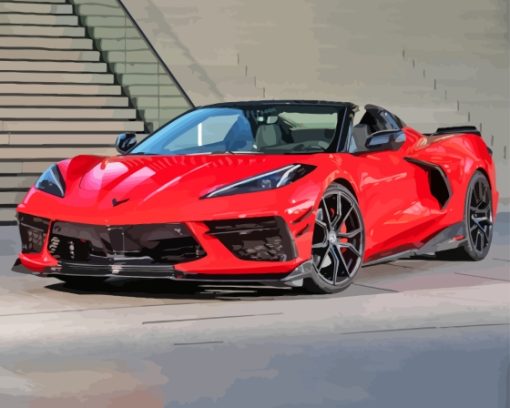 Red C8 Convertible Corvette Diamond Painting