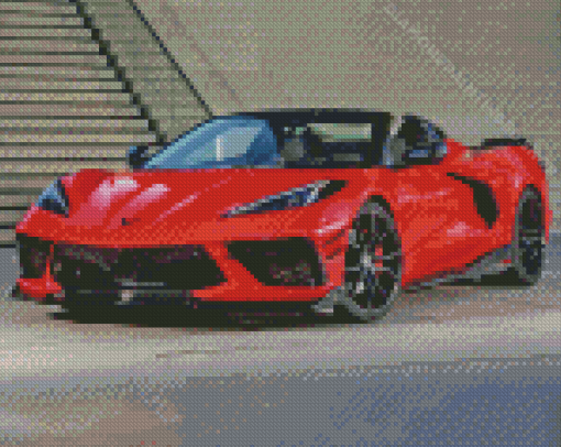 Red C8 Convertible Corvette Diamond Paintings