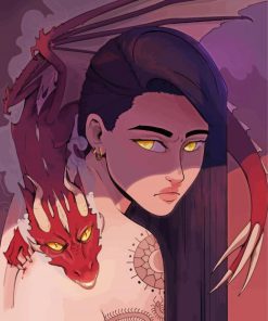 Red Dragon And Woman Diamond Painting