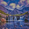 Rocky Mountains And Waterfall Diamond Paintings