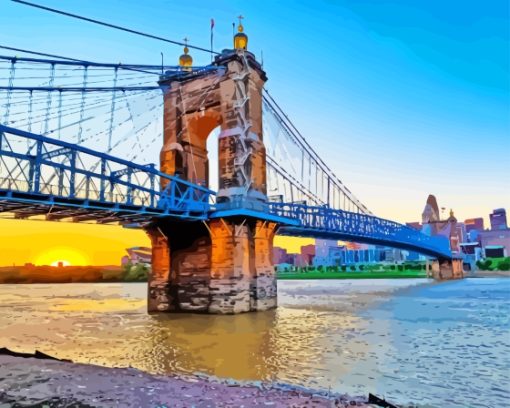 Roebling Bridge At Sunset Diamond Painting