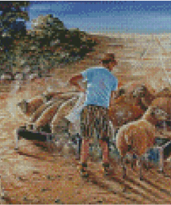 Sheep Farmer Man Art Diamond Paintings