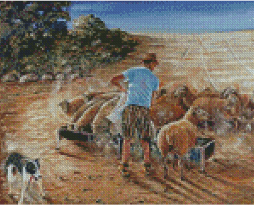 Sheep Farmer Man Art Diamond Paintings