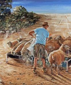 Sheep Farmer Man Art Diamond Painting