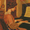 Vintage Lady Playing Piano Diamond Paintings