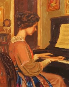 Vintage Lady Playing Piano Diamond Painting