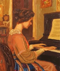 Vintage Lady Playing Piano Diamond Painting