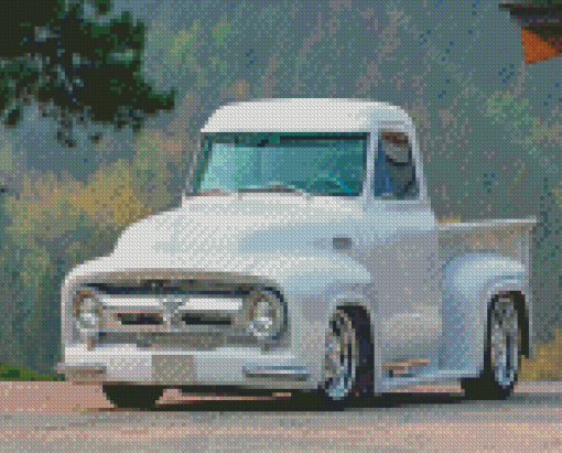 White 1954 Ford F100 Trucks Diamond Paintings