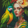 Woman And Bird Diamond Paintings