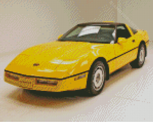 Yellow Corvette 1986 Diamond Paintings