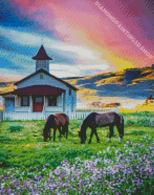 Aesthetic Country Schoolhouse Diamond Paintings