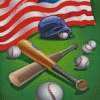 American Flag With Baseball Bats Diamond Paintings