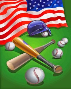 American Flag With Baseball Bats Diamond Painting