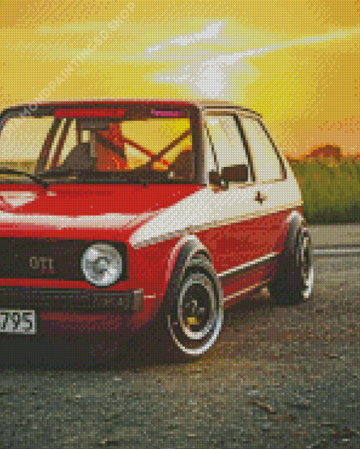 Golf 1 Car At Sunset Diamond Paintings