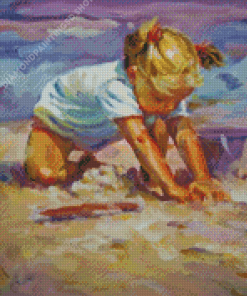 Kid At Beach Diamond Paintings