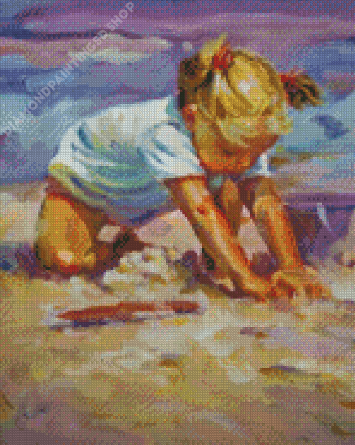 Kid At Beach Diamond Paintings