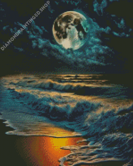 Moon Light On The Beach Diamond Paintings