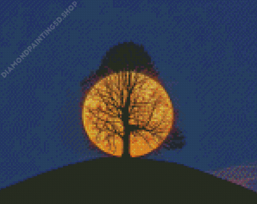 Tree Night Moon Diamond Paintings