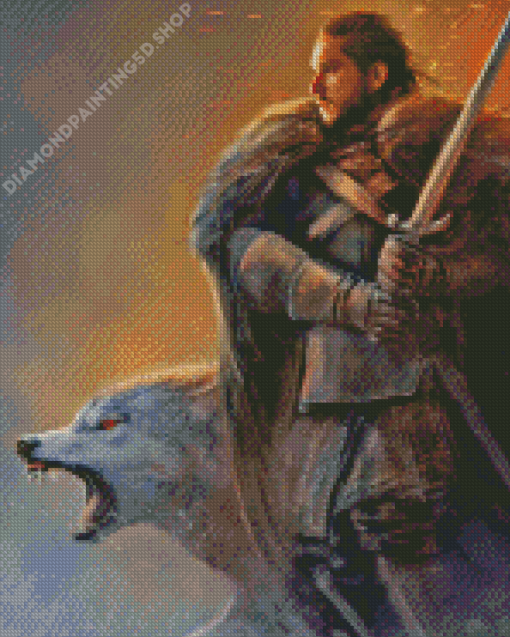 Jon Snow And Ghost Game Of Thrones Diamond Paintings