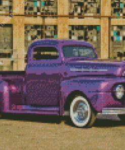 Old Purple Truck Diamond Paintings