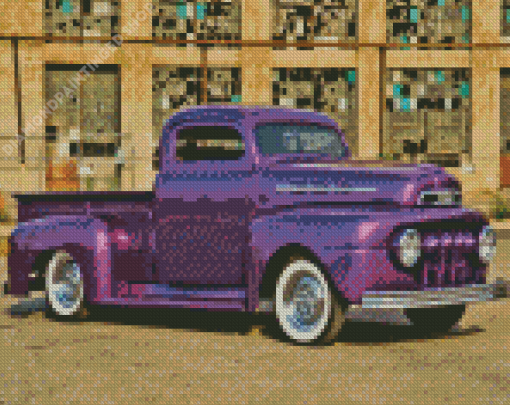 Old Purple Truck Diamond Paintings