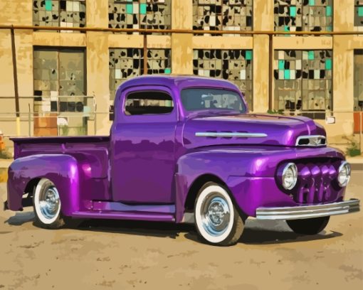 Old Purple Truck Diamond Painting