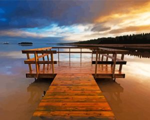 Wooden Bridge In The Lake Diamond Painting