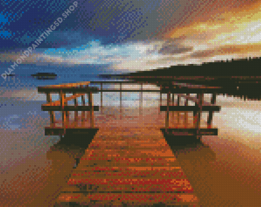 Wooden Bridge In The Lake Diamond Paintings