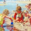 Children Digging In The Sand Diamond Painting