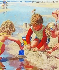 Children Digging In The Sand Diamond Painting