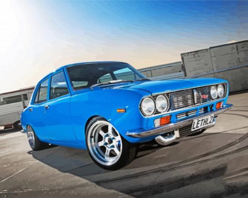 Classic Mazda Blue Car Diamond Painting