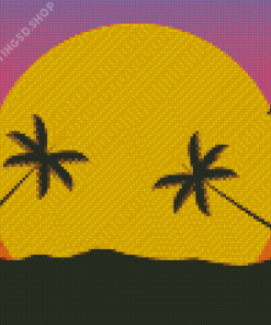Coconut Trees On Beach Diamond Painting